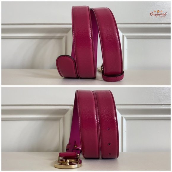 Authentic GUCCI Fuchsia Pink Coated Calfskin Leather Interlocking G Belt 85/34 main image 6